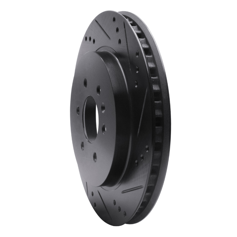 Cadillac SRX Brake Rotor (1) - Rear Right - R1 Concepts - Drilled & Slotted - Black - `04-`09